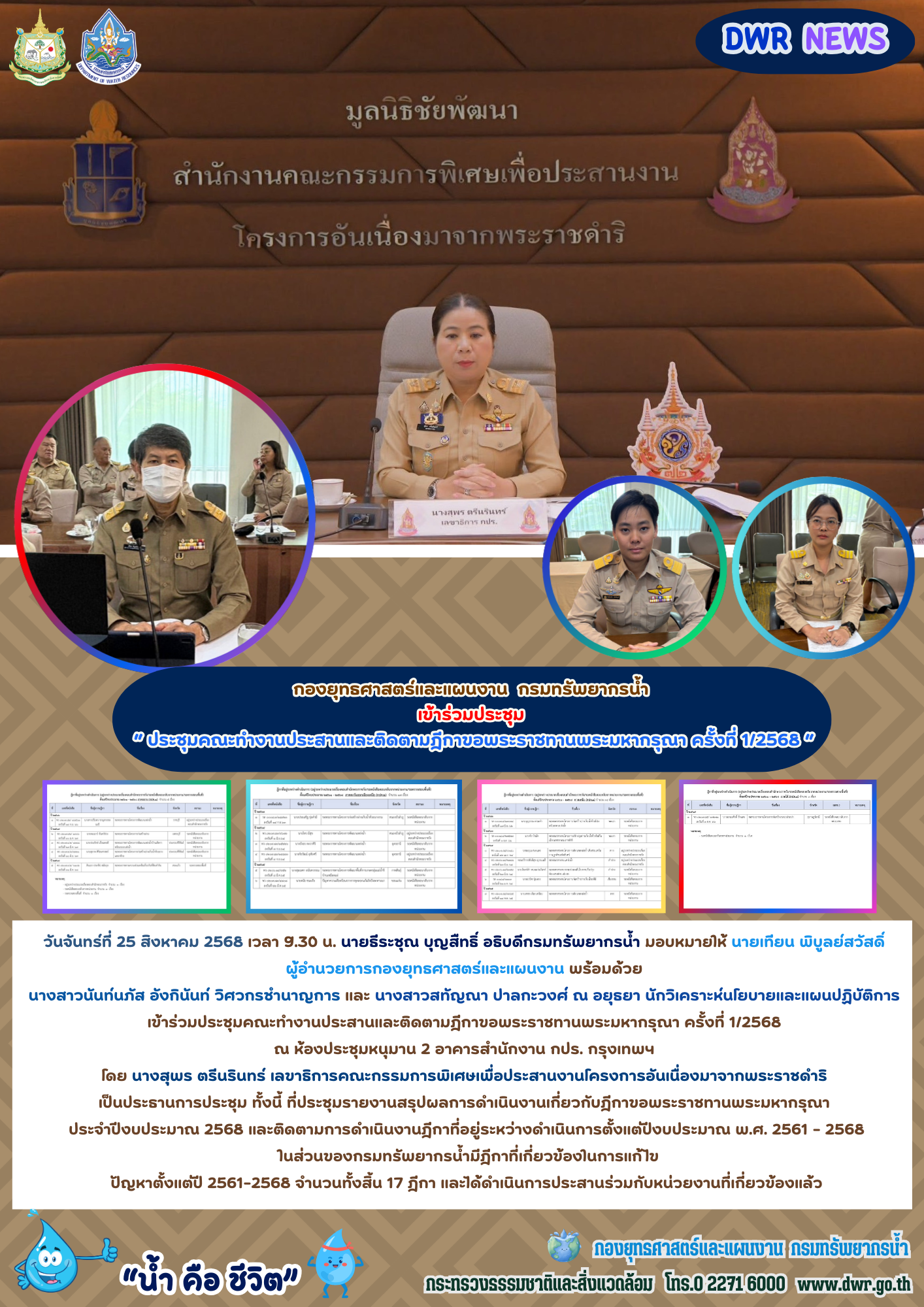 วันที่ 25 สิงหาคม 2568 ประชุมคณะทำงานประสานและติดตามฎีกาขอพระราชทานพระมหากรุณา ครั้งที่ 1/2568